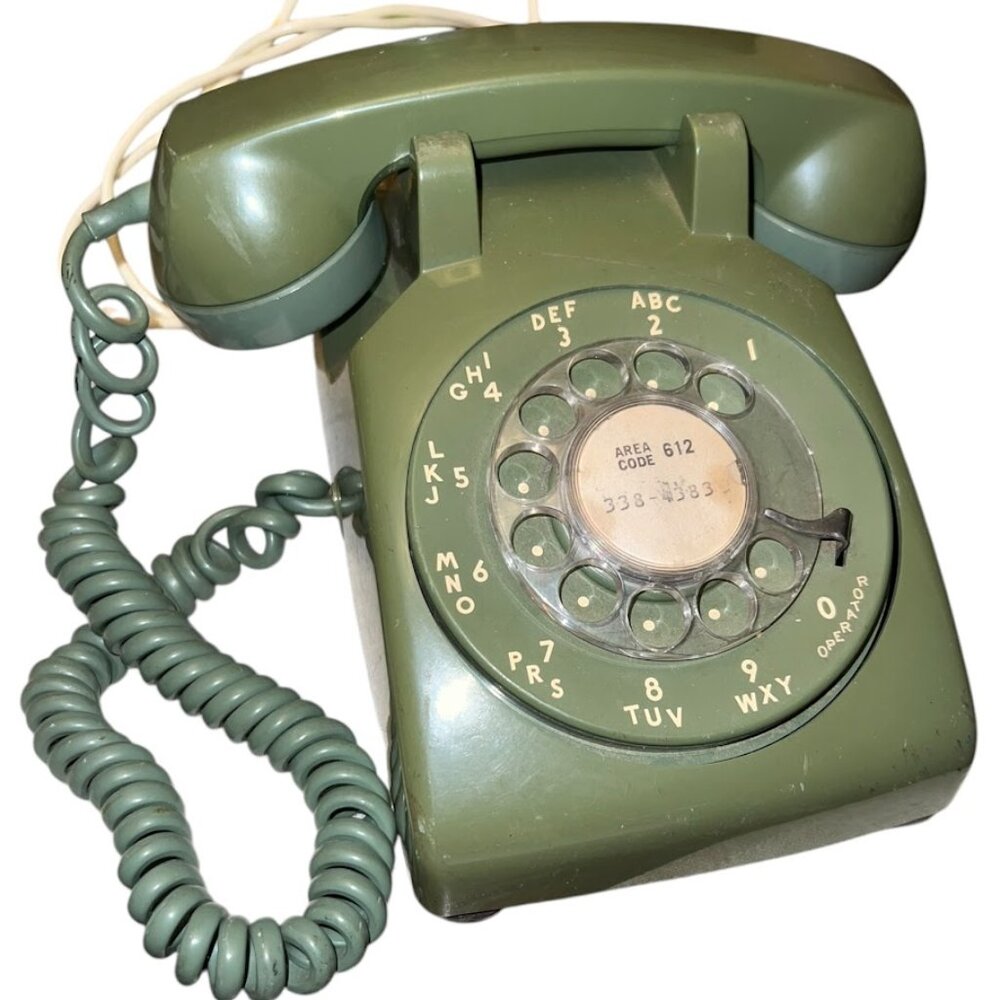 Vintage Avocado Green Bell System - Western Electric C/D 500 Rotary Telephone